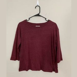 Madewell Maroon Burgundy Linen Top Sz Medium